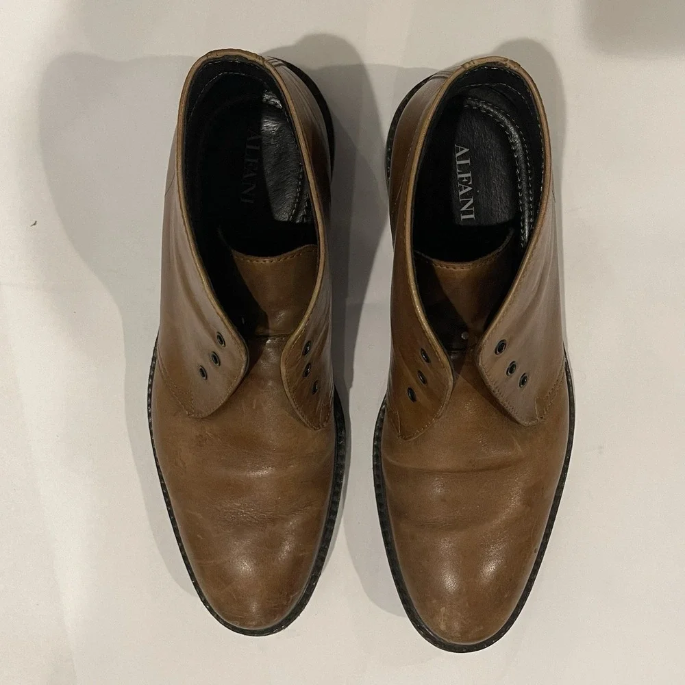 Alfani Lombard Brown Leather Chukka Boots Men's Size 9M Casual‎ Work